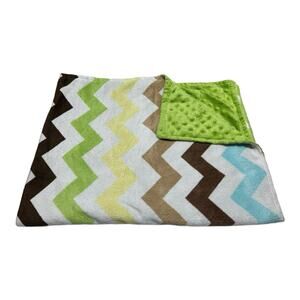 Circo Chevron Zig Zag Green Brown Blue Orange Minky Dot Baby Blanket Target